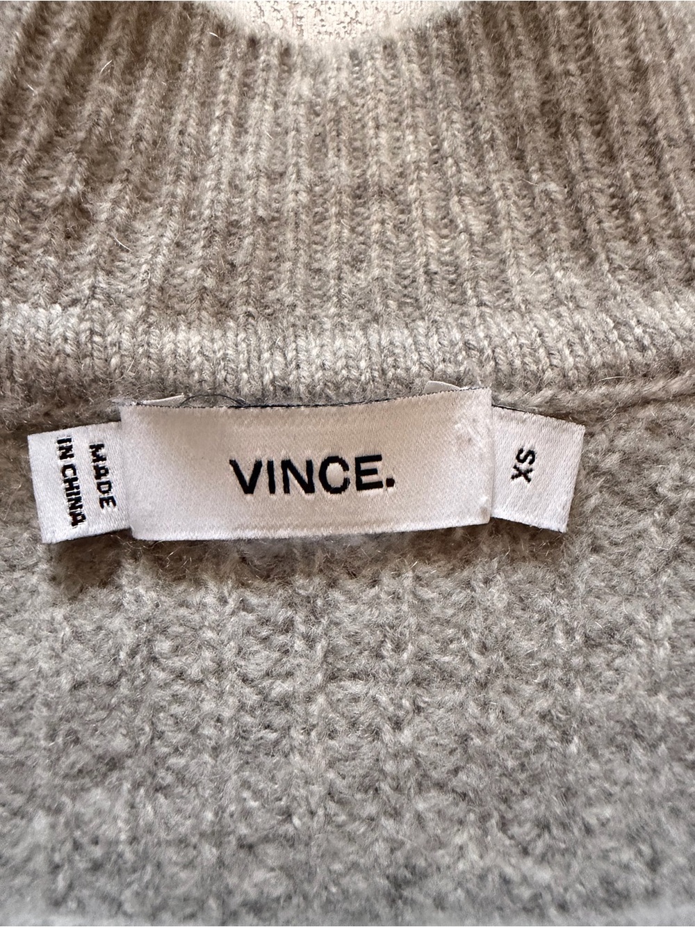Vince Grey Rib Knit Mock Neck Sweater XS Wool Cashmere Blend - Picture 3 of 6